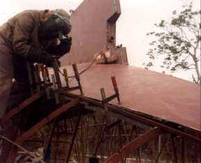 welding the bottom hull plates