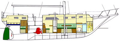 Roberts Spray 36 Kit Centre Cockpit - layout side view starboard