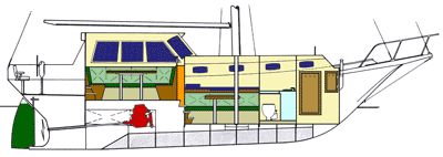 Roberts Spray 36 Kit Pilot House - layout side view starboard option 2