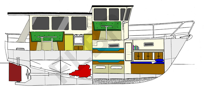 Fine Line 1100D power boat port layout