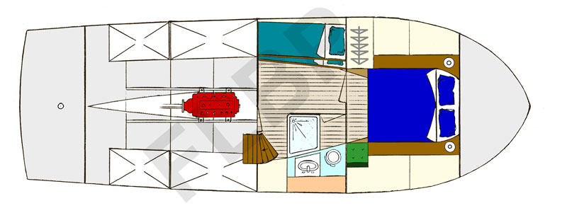 Fine Line 1100D power boat single engine layout