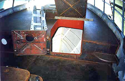 Roberts Coastworker 30 - forward hatch opened to show below deck