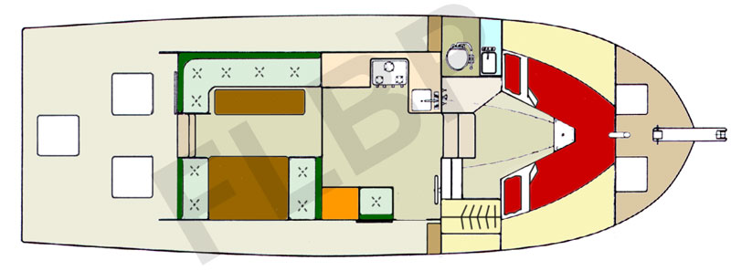 Roberts Trawler Yacht 30-32 Version B interior view