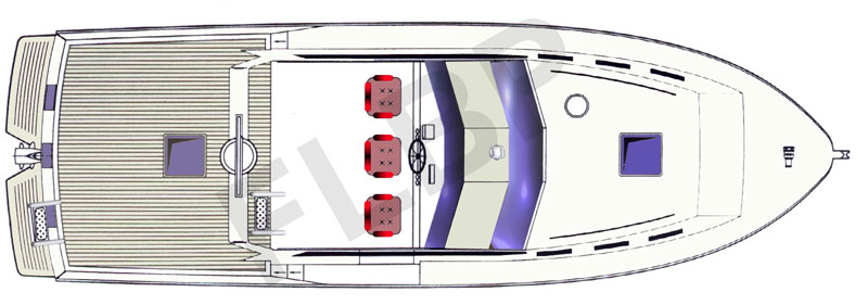 Roberts Waverunner 342 planing hull deck layout