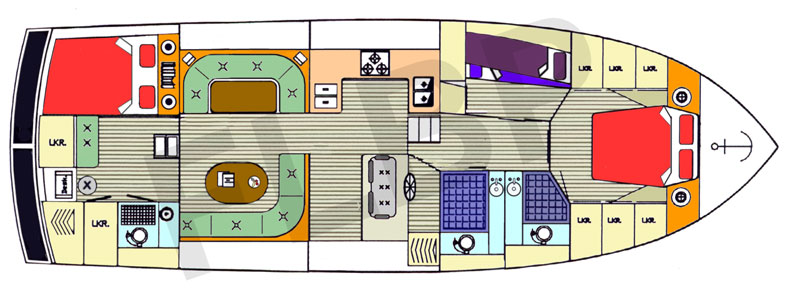 Roberts Waverunner 44 - layout interior view option 2