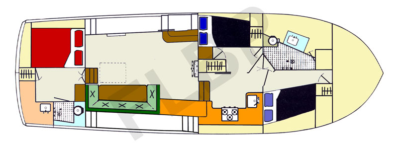 Roberts Waverunner 45 Aft Cabin interior view