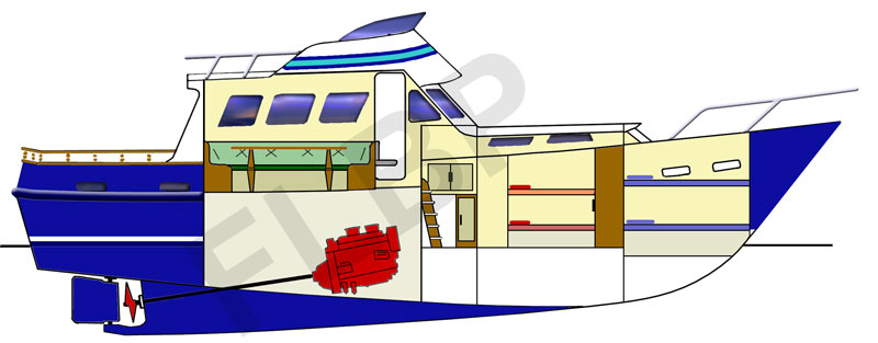 Roberts Waverunner 45 aft cockpit port view