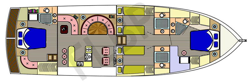 Roberts Waverunner 52 Aft Deck - Version A plan