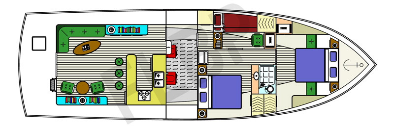 Roberts Waverunner 52 Aft Deck - Version A plan