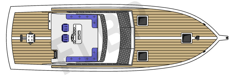 Roberts Waverunner 52 Aft Deck - Version A plan