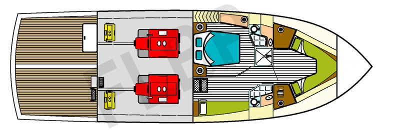 Roberts Waverunner 52 Aft Deck - Version A plan