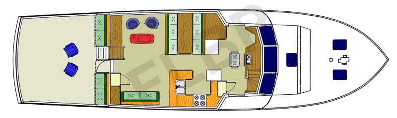 Roberts Trawler Yacht 56 deck level layout