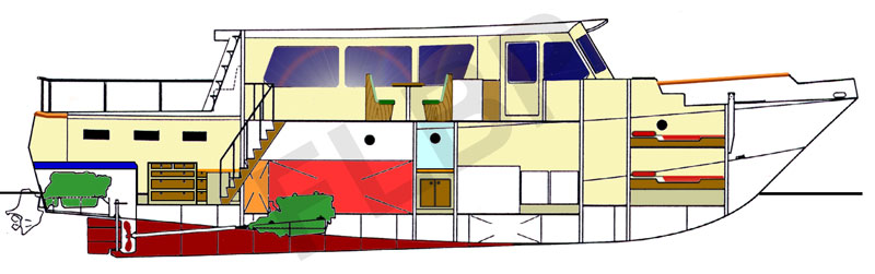 Roberts Trawler yacht 56 port layout