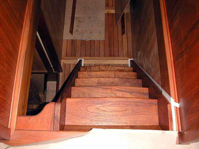 Waverunner 65 Gallery - steel built vessel - stairs leading to lower deck