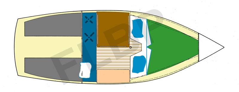 Roberts Adventurer 18 trailer sailer - Version B interior view