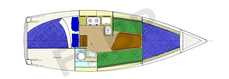 Roberts 246 Fixed Keel version interior view