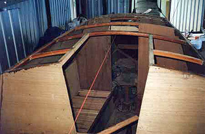 Roberts Adventurer 24 Trailer Sailer Gallery - Cabin roof beams, laminated and installed.