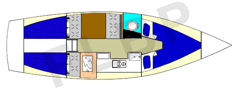 Roberts Adventurer 25 Trailer sailer - Version A coach house layout interior option1