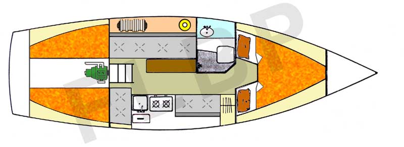 Roberts Adventurer 25 Trailer sailer - Version A coach house layout interior option2