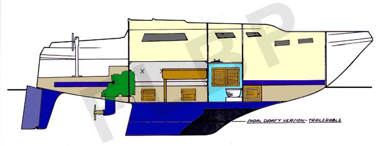 Roberts Adventurer 25 Trailer sailer - Version A coach house layout side view port