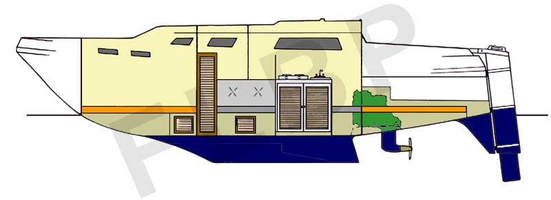 Roberts Adventurer 25 Trailer sailer - Version A coach house layout side view starboard