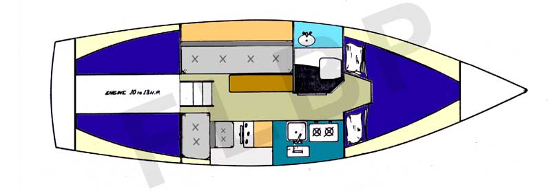 Roberts Adventurer 25 trailer sailer - Version B pilot house layout side view