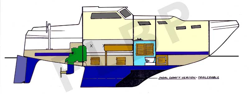 Roberts Adventurer 25 trailer sailer - Version B pilot house layout interior view