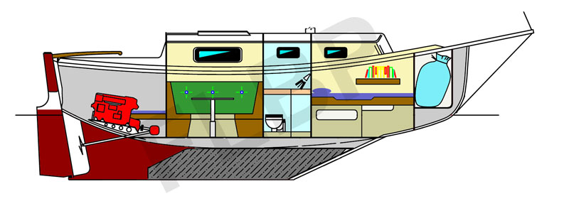 Roberts Tom Thumb 26 - layout side view starboard