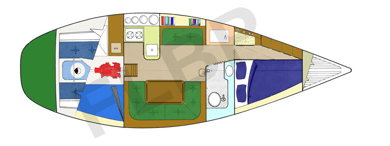 Roberts 310 - Version A Trunk Cabin layout interior view