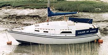 Roberts 310 moored in a creek modified to accept a drop keel