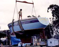 Roberts 35 being lifted for trailer loading