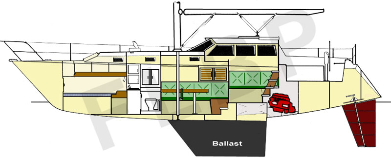 Roberts 370 - Version D layout side view starboard