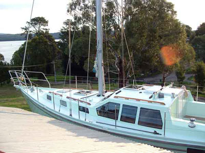 Roberts 370 Gallery - Rigged with halyards leading back to the cockpit.