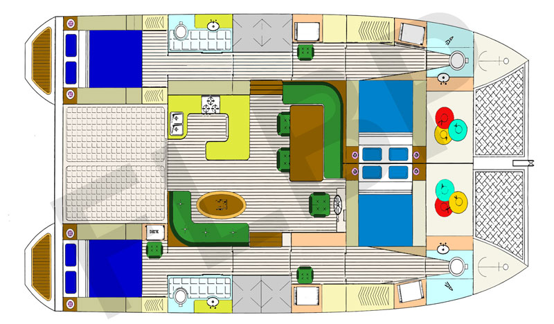 Roberts Power Catamaran 39 - accommodation layout