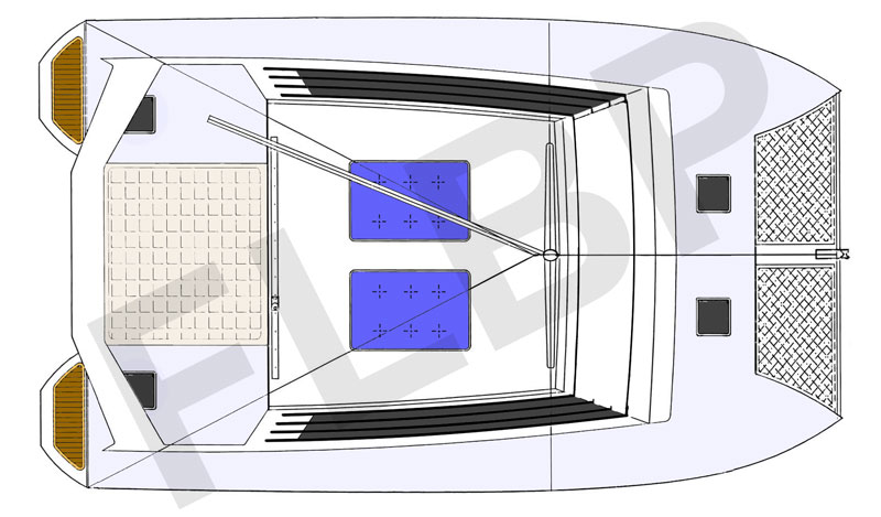 Roberts Power Catamaran 39 - layout deck view