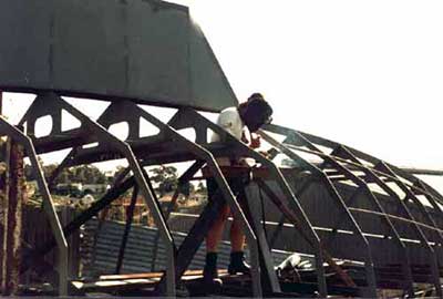 Roberts 39 Gallery - welding the keel section in position