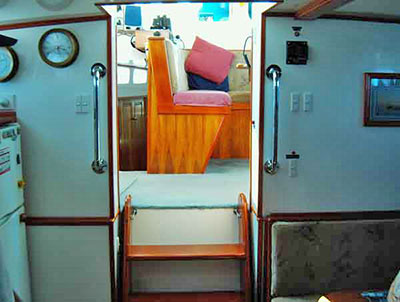 Roberts 482 Gallery - looking back into wheel house from the galley