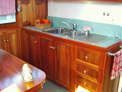 Roberts 482 Gallery - the vessel has been fitted out in Tasmanian Blackwood