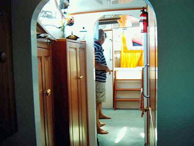 Roberts 482 Gallery - looking back through the forward half of the vessel to the wheel house