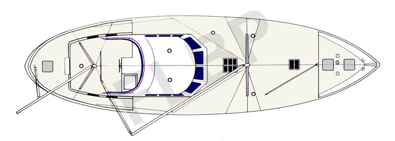 Roberts Canoe Stern 50 - layout deck view