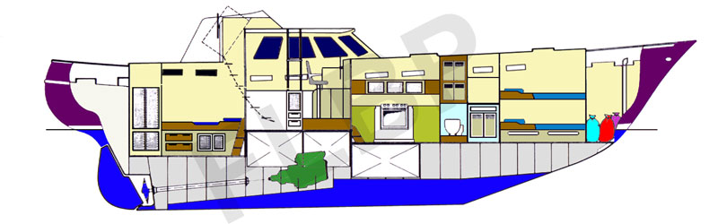 Roberts Canoe Stern 50 - layout port view