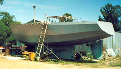 Roberts 53 Gallery - multi chine steel yacht - superstructure framing in place