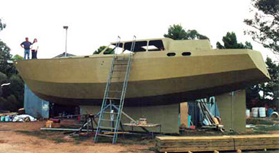 Roberts 53 Gallery - multi chine steel yacht - superstructure plated