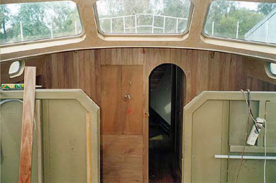 Roberts 53 Gallery - multi chine steel yacht - bulkhead wall faced with timber