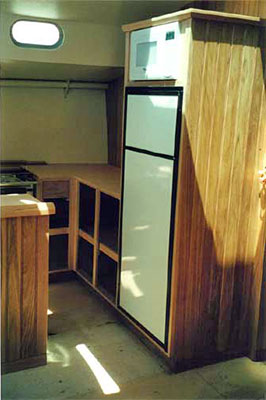 Roberts 53 Gallery - multi chine steel yacht - galley cupboards and benches