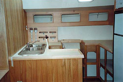 Roberts 53 Gallery - multi chine steel yacht - overhead cupboards