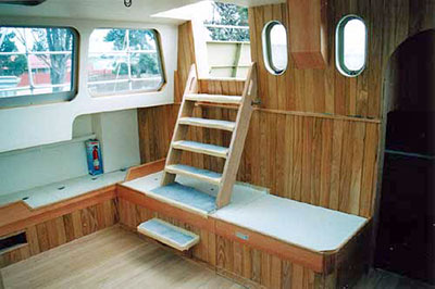 Roberts 53 Gallery - multi chine steel yacht - companionway stairs