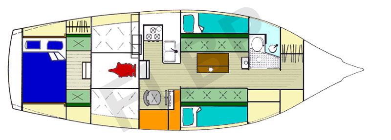 Roberts Spray 36 Poop Stern interior